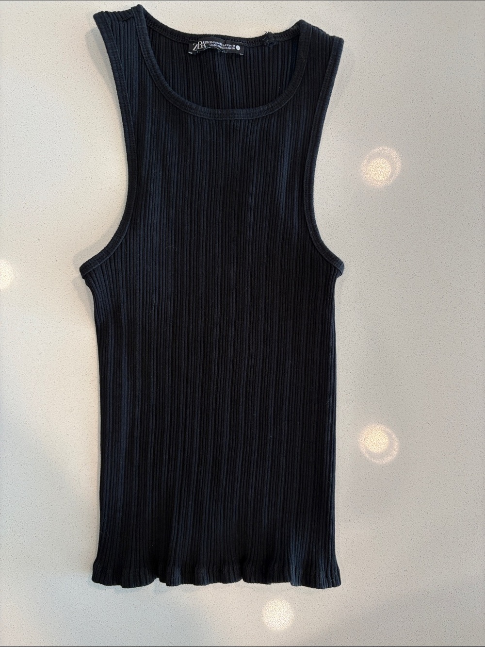 Sleeveless Black Ribbed Tank Top